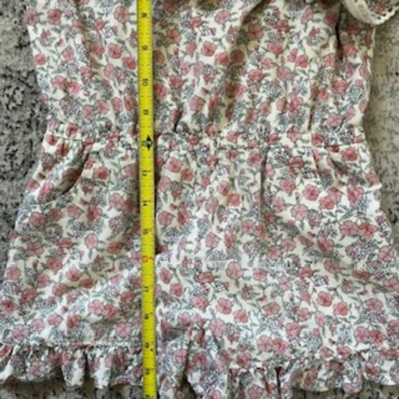 🧡3/15 Janie & Jack Pink Floral Cotton Romper with Pockets Girls 5 - Picture 6 of 7